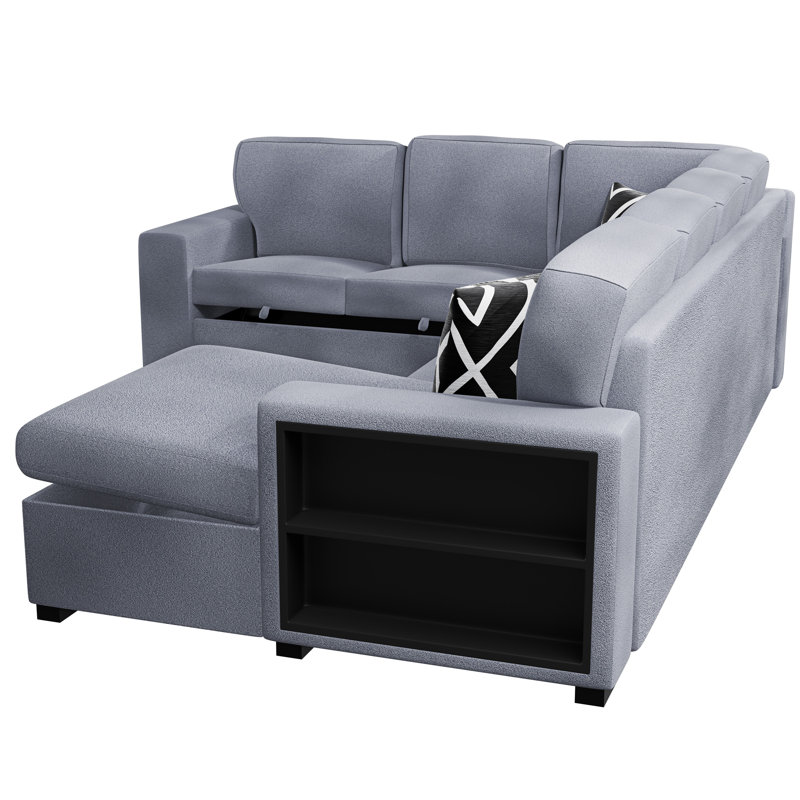 Canapé-lit modulaire en tissu 4 pièces, Boucle gris