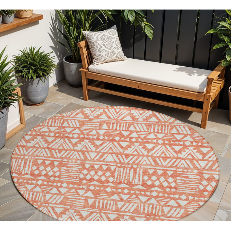 Tapis rond 8 pi Coral and Ivory
