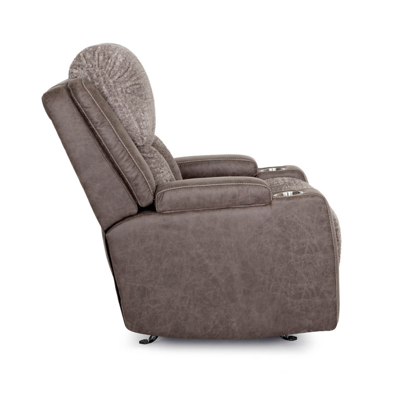 Tyera Power Reclining Rocker Recliner W/ Power Headrest, Dual Arm Storage, Massage, And Cupholders
