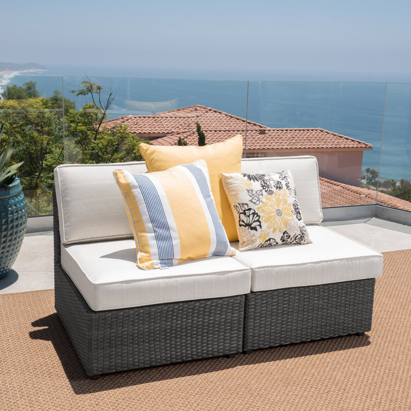 Chaise de patio avec coussins Alexis, Gris, Blanc