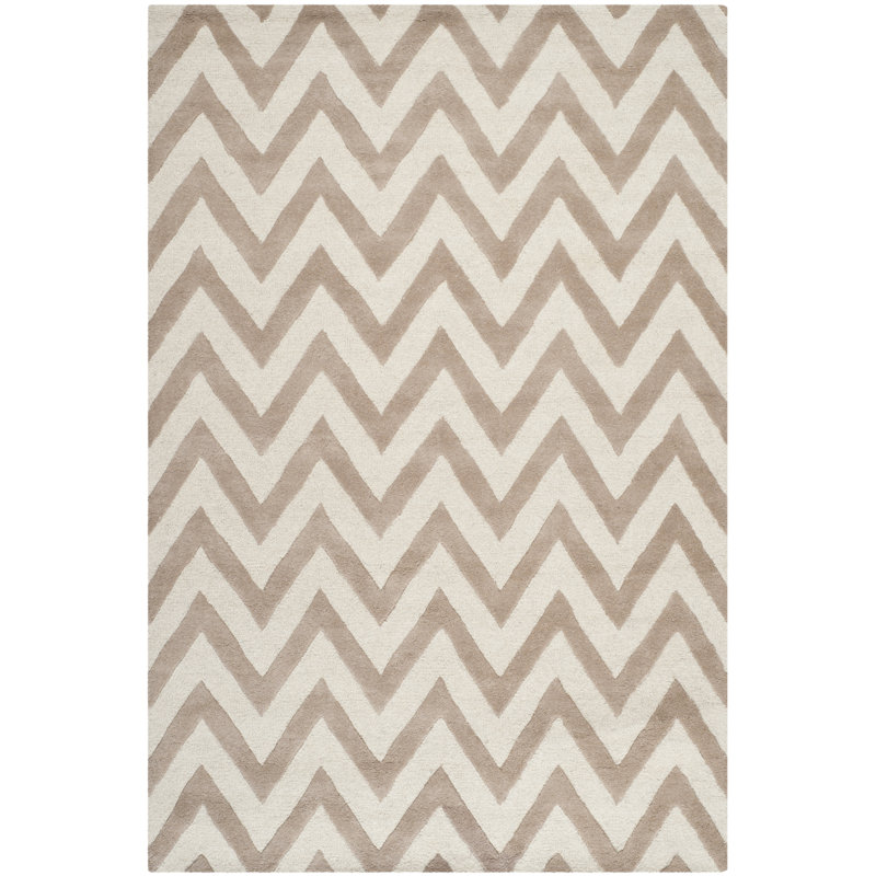 Sandiacre Chevron Wool Hand Woven Area Rug, Rectangle 122 x 183 cm