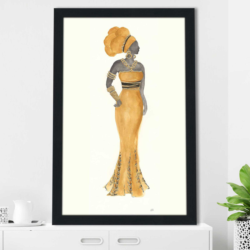 «Global Fashion III» par Chris Paschke - Peinture, H 27,5 po x l 21,5 po x P 0,75 po, Cadre espresso