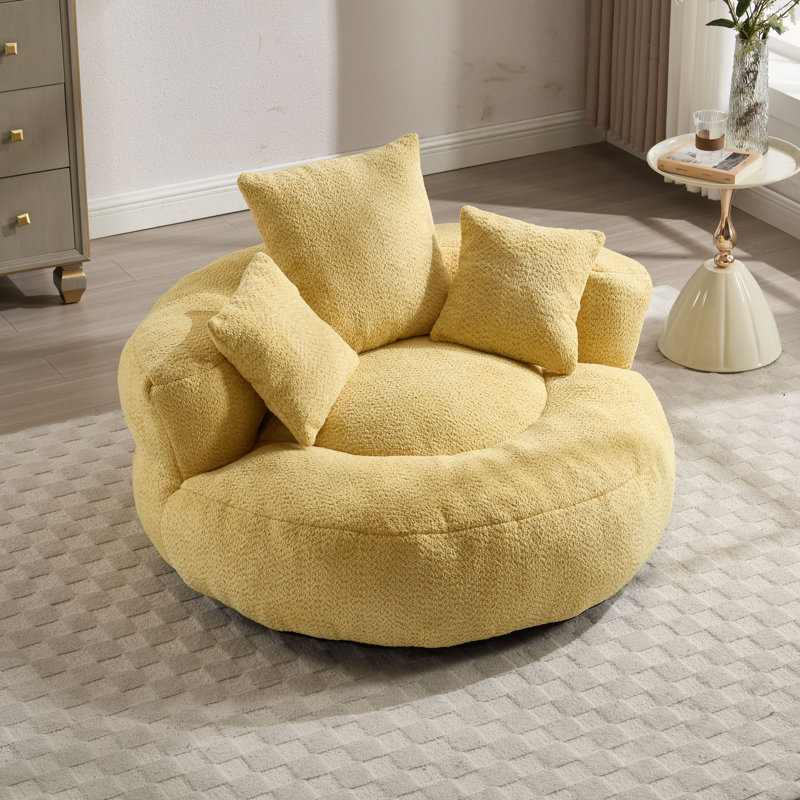 Fauteuil demi-tonneau à compression de 42,52 po Jaquarion, Chenille jaune