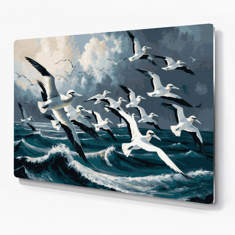 Oiseaux, art mural gris en métal, H 132 po x l 168 po x P 0,05 po