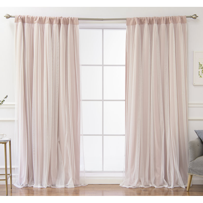 Harborcreek Solid Color Blackout Thermal Rod Pocket Curtain Panels, 52" W x 108" L, Dusty Pink