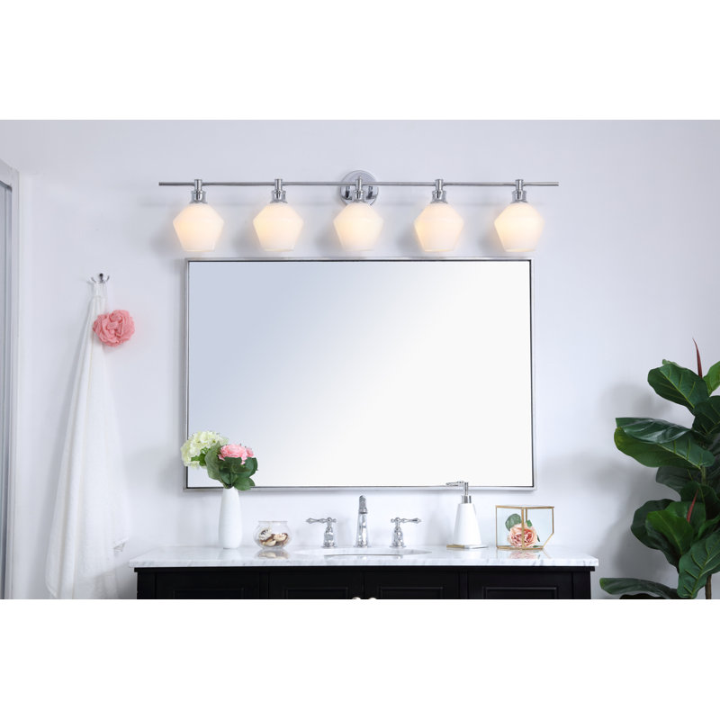 Applique murale en verre Gene Light, 5 lumières, Chrome chrome, Blanc