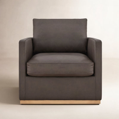 Bobbi Genuine Leather Swivel Barrel Chair