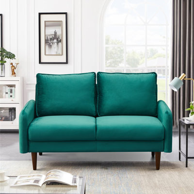 Genghis 58.3" Velvet Rolled Arm Loveseat 