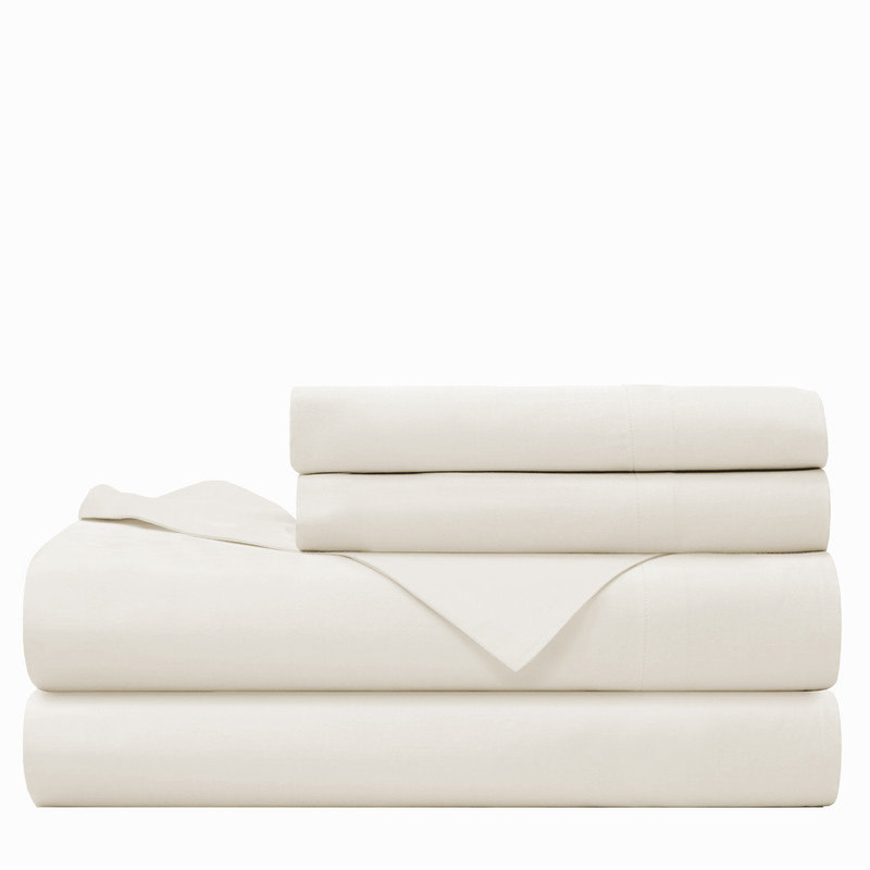 Farm to Home Dreamy Organic Cotton Sheet Set, Cool 300TC Sateen, Pearl, California King Sheet Set