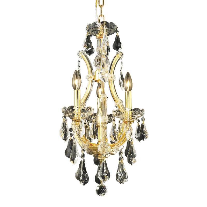 Lustre 4 lumières Yarmouth, Or / cristal (transparent) / coupe royale