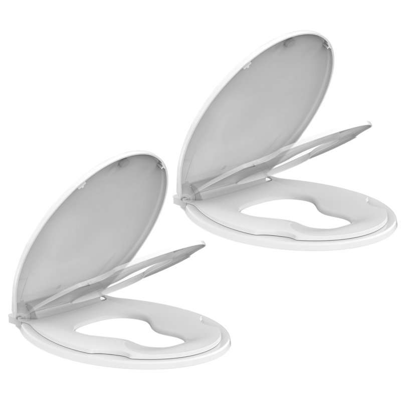 2PC Toilet Seat Round,Toilet Seat with Toddler Seat Built in, Toilet Seat with Quick-Release And Quick-Attach, with Soft Close,Easy Install and Clean - White