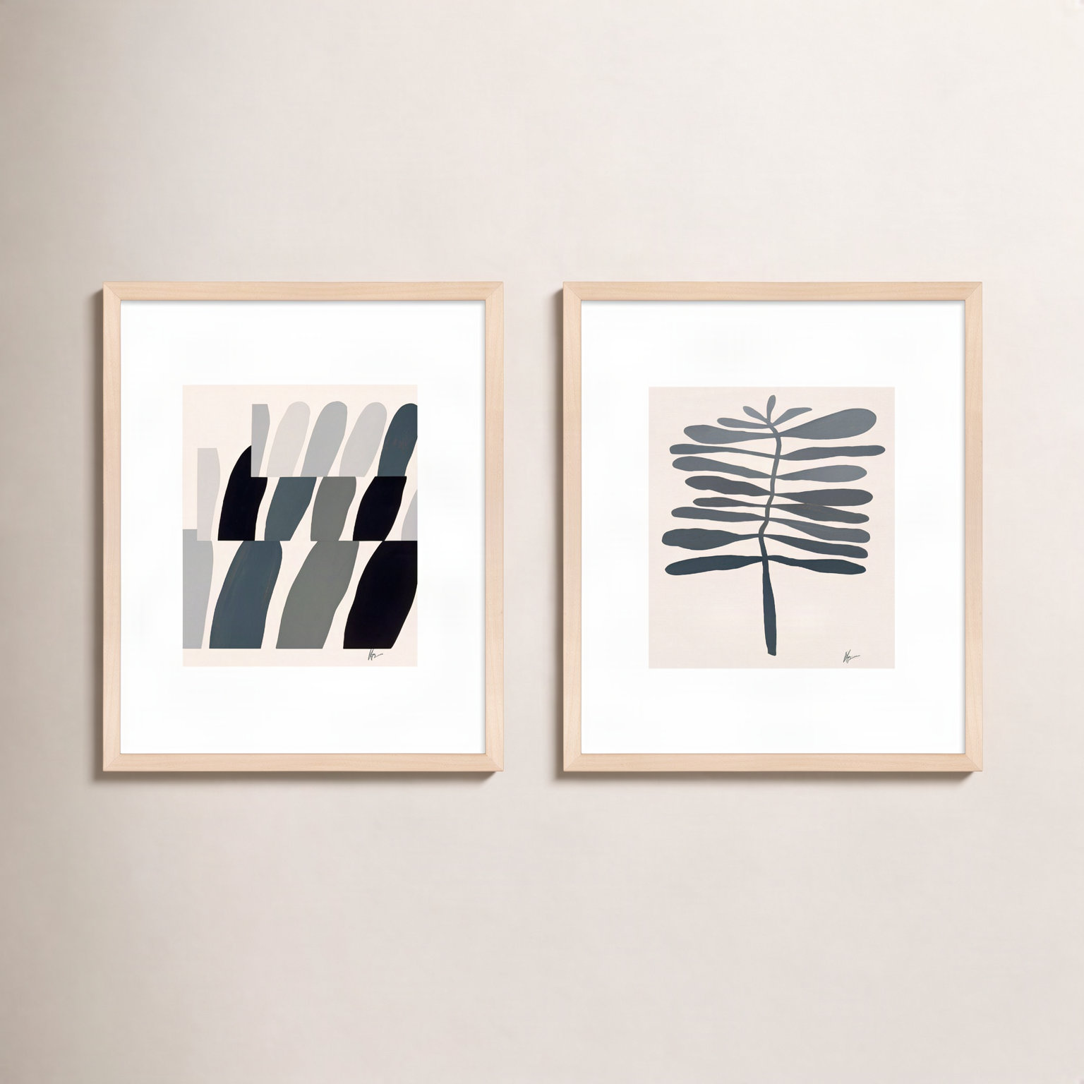 Flora 1&2 by Lee Lessem, 30" H x 48" W x 1.25" D, Brown Framed