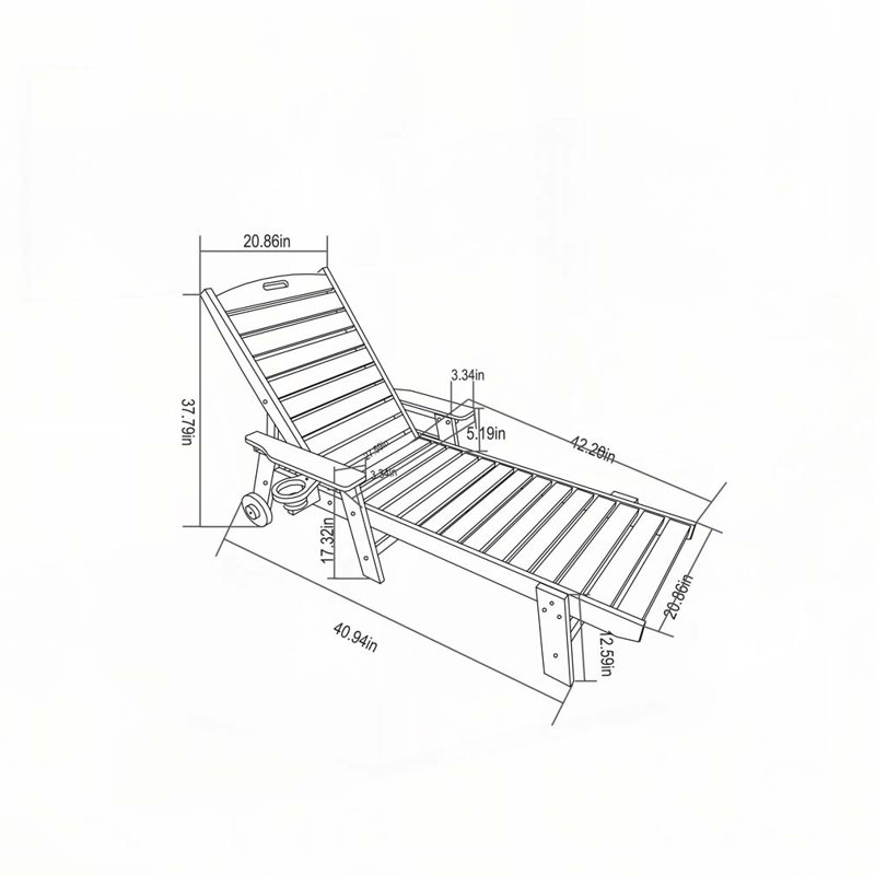 Chaise longue d'extérieur avec table d'appoint, Blanc