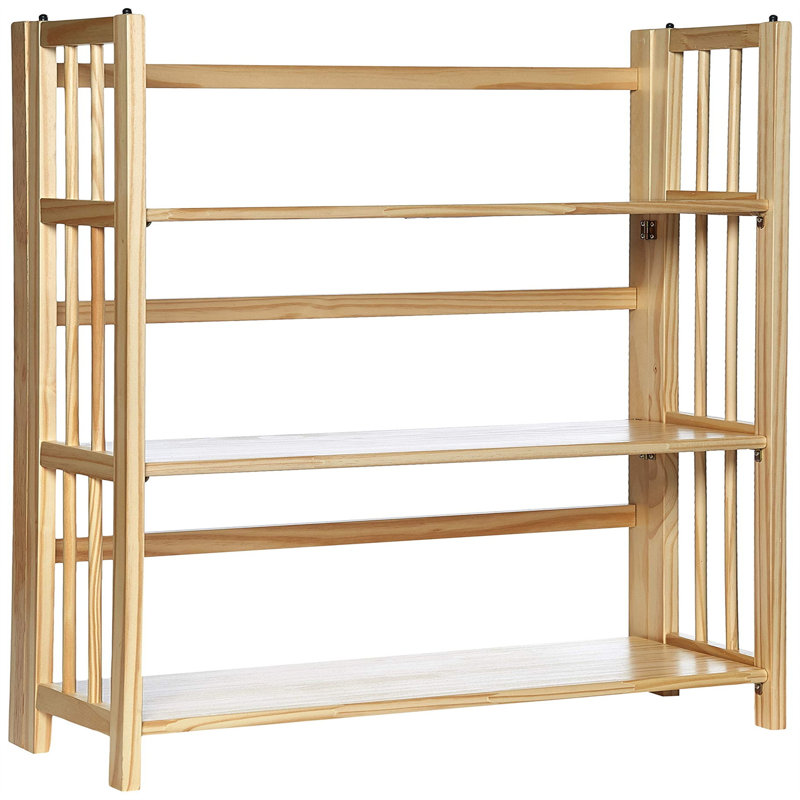 Bibliothèque pliante style Mission - 3 tablettes robustes, Naturel