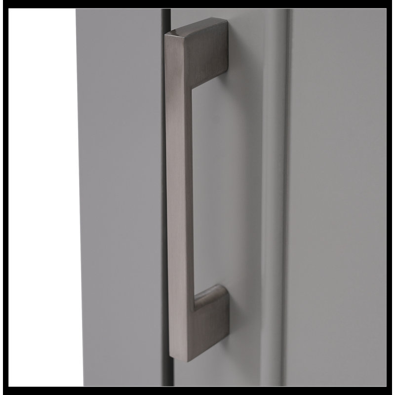 Meuble-lavabo simple 15,50 po avec plateau en céramique Mukkesh, Gris