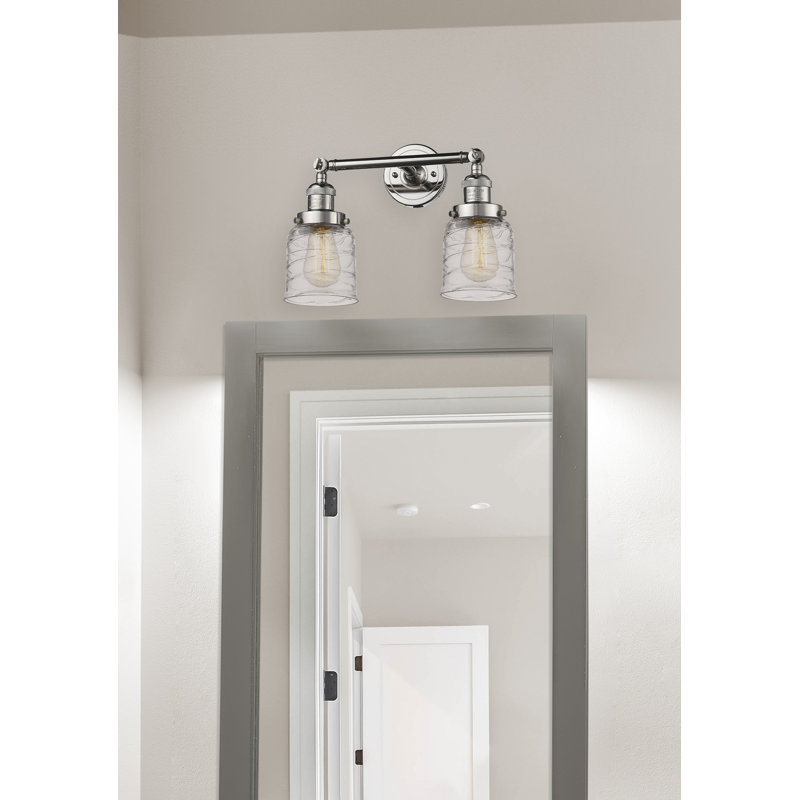 ClipperCove 2 - Light Dimmable Vanity Light, 60 Watt Vintage Incandescent Bulb, Polished Nickel, Clear Deco Swirl