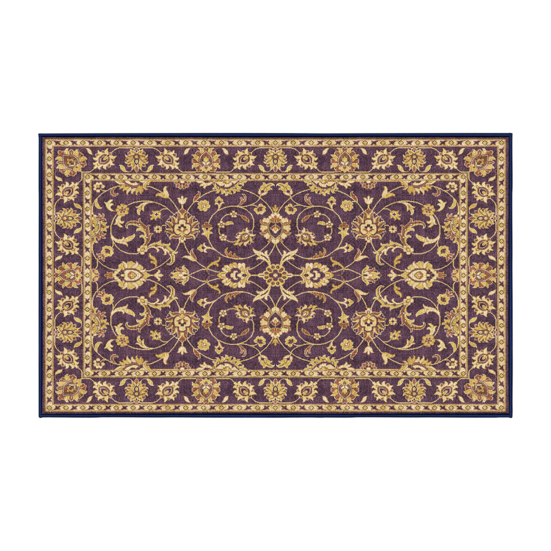 Tapis beige / mauve en chenille / polyester tissé à la main Steff, Rectangle 5 pi x 7 pi