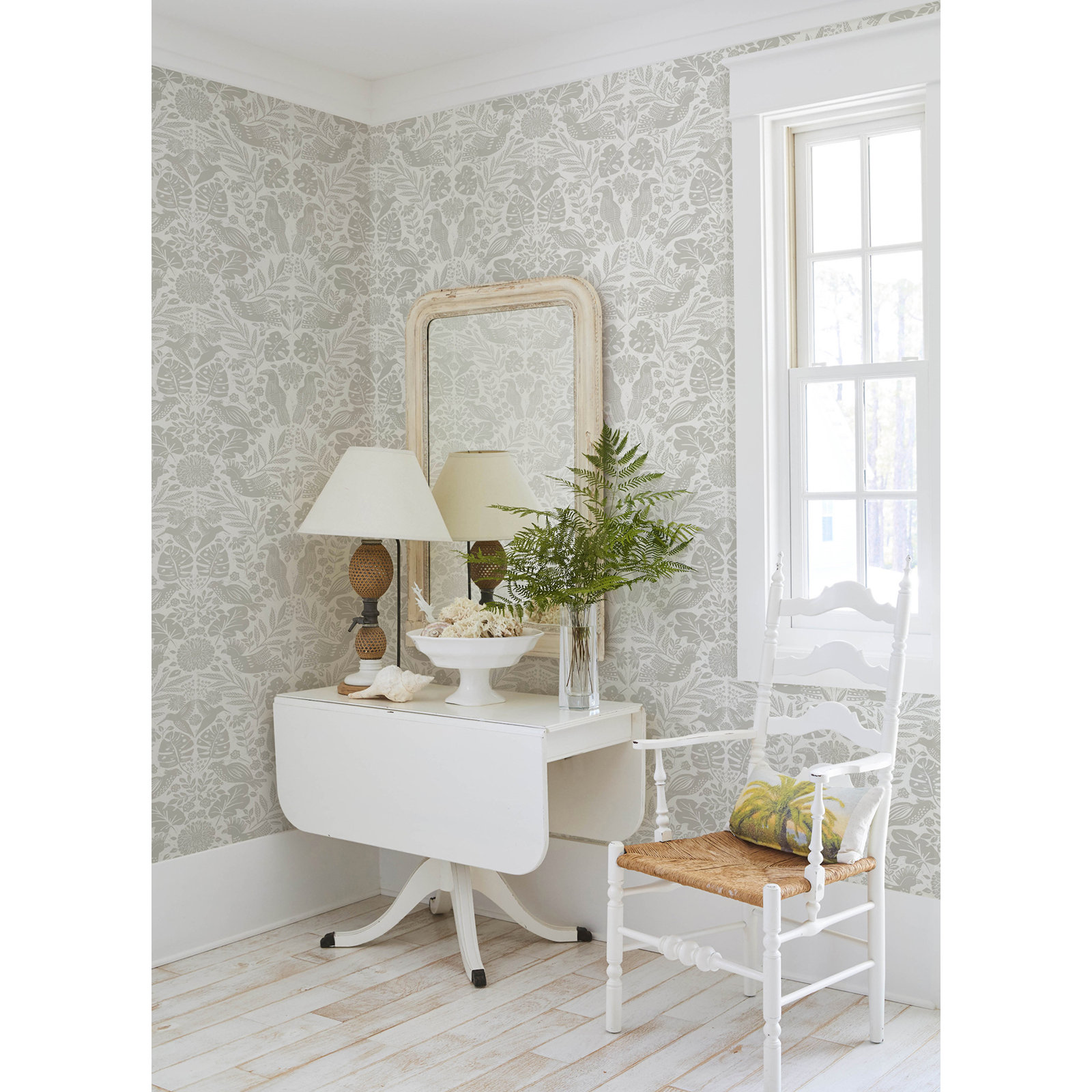 Pomona Floral Wallpaper, Dove Gray