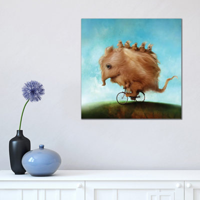 Monster Daddys New Bike by Alexander Jansson - Wrapped Canvas Print