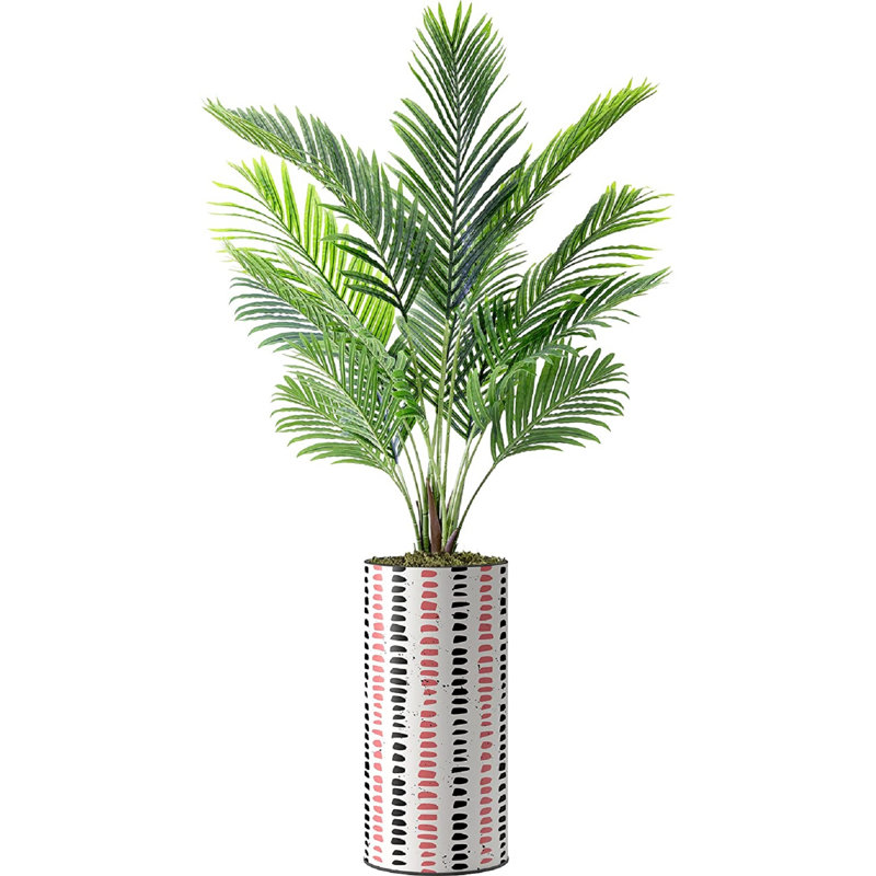 Arbre artificiel avec effet de pinceau alternatif rouge et noir Signleader, faux palmier Areca pour le salon, la chambre à coucher, le bureau - 4,75 pieds (57 po)