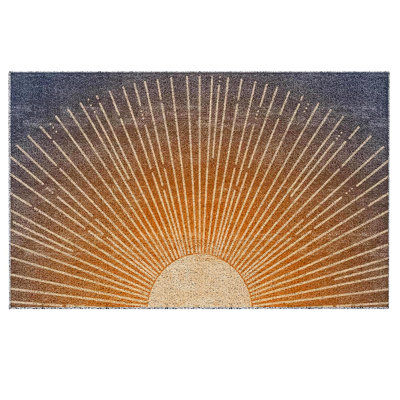 Boho Sun Doormat 17"x30" - Handmade Welcome Mat for Front Entrance & Entryway Decor