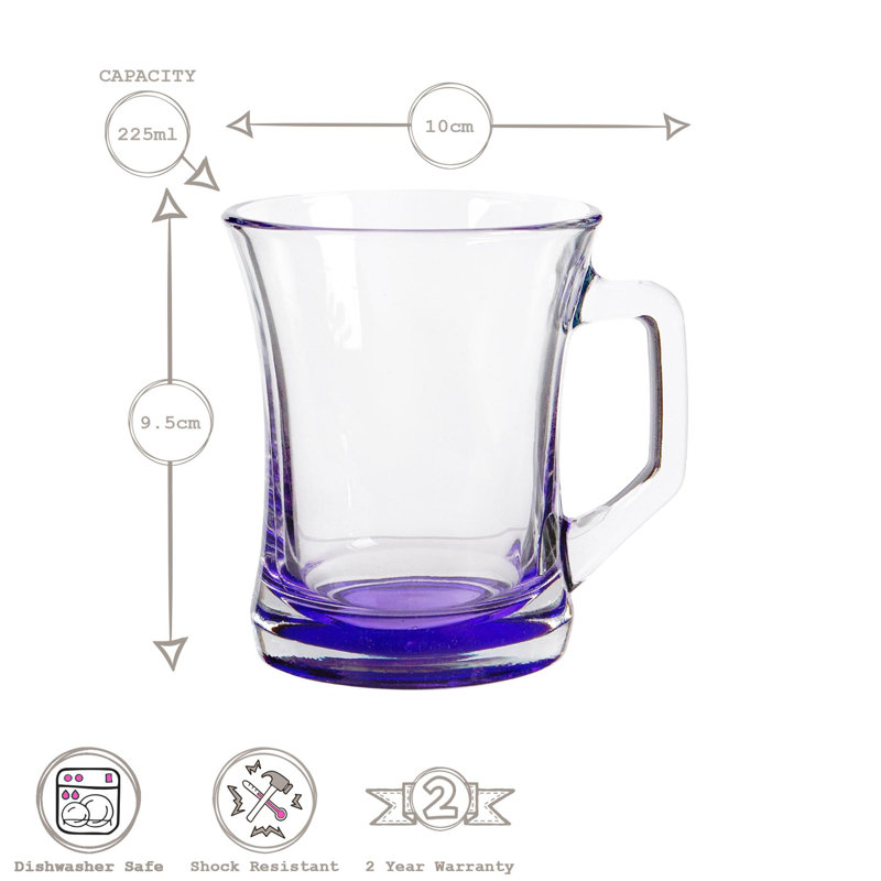 LAV - Zen+ Glass Coffee Mugs - 225ml - Multicolour Base