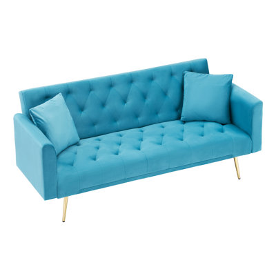 71" Velvet Upholstered Sofa Folding Sofa Bed Suitable For Living Room, Bedroom, Apartment, Office