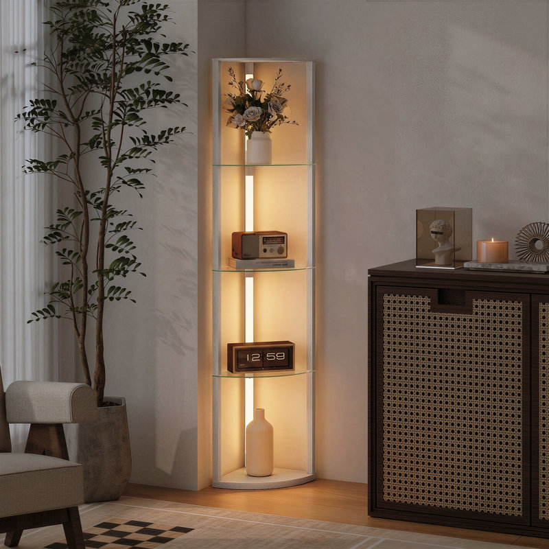 162cm Veneered Column Floor Lamp, Grey