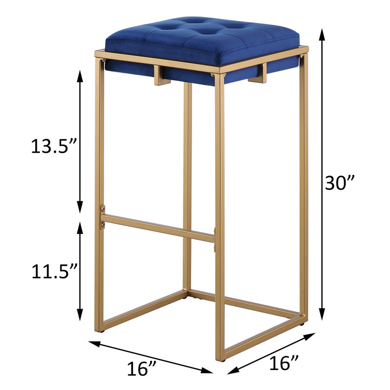 Tabouret de bar et de comptoir Magdelena, Bleu, Tabouret de bar (siège d'une hauteur de 30 po)