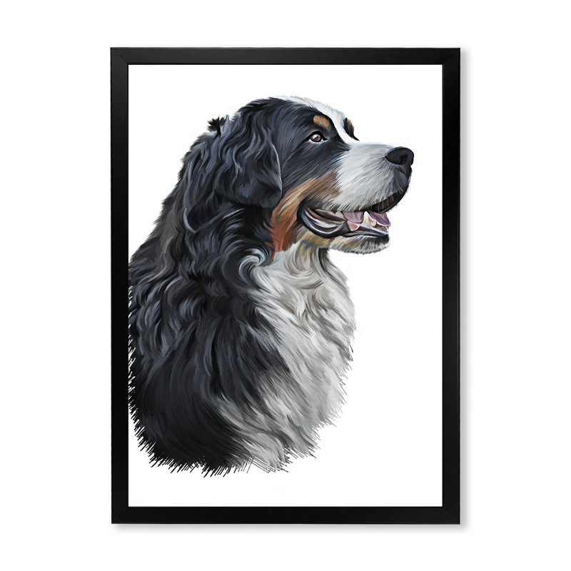 Dessin d'un bouvier bernois - sur, Impression noire sur toile encadrée, H 32 po x l 16 po x P 1 po