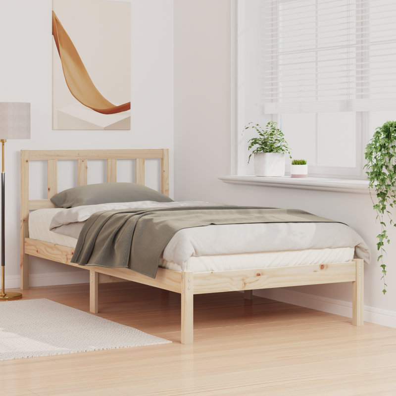 Solid Wood Bed, European Single (90 x 200 cm), Brown