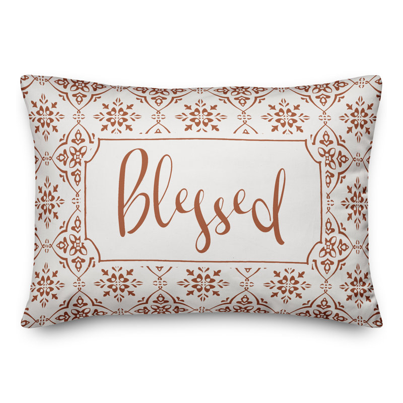Blessed Medallion Outdoor Rectangular Pillow Cover and Insert, Orange
