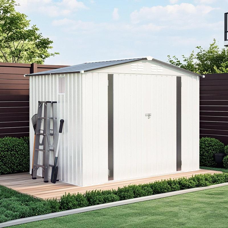 8x6 Ft, Metal Garden Tool Storage Shed, Lockable, Sealed Roof, No Fading, Balcony - Side Window, Lockable Door, Waterproof, Material, Modular, Fast Setup