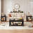 Farmhouse Coffee Tables for Living Room,Square Tea Table with Open Storage Shelf,Large Coffee Table,Rustic Wooden Center Table (Black)-723698761-723698757