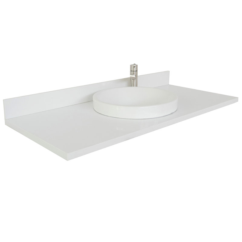 Plateau de meuble-lavabo simple 49 po en blanc avec lavabo