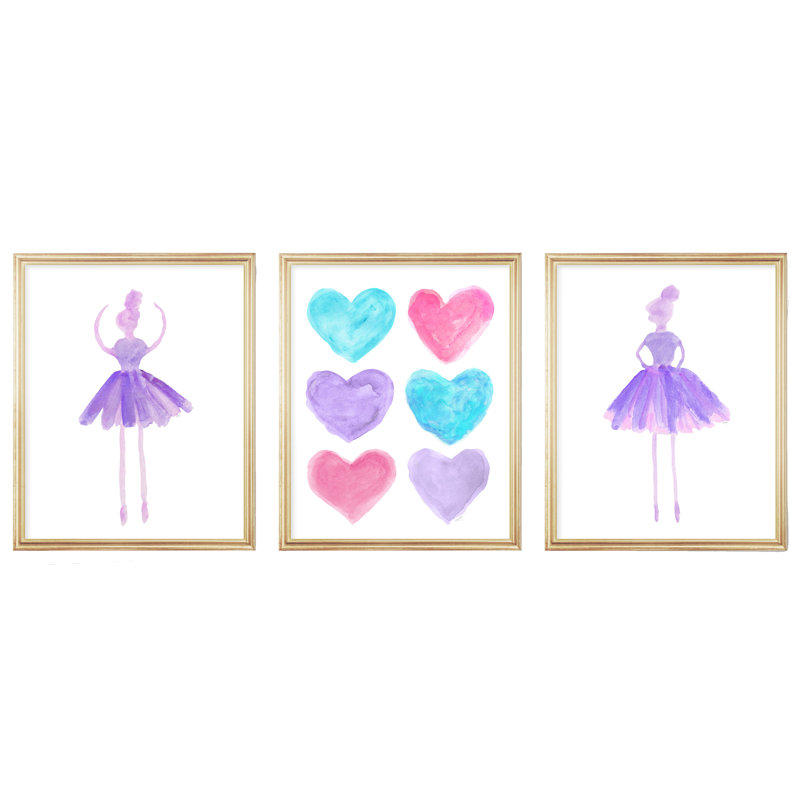 «Little Girls Ballet», impressions sur papier, H 10 po x l 8 po x P 0,06 po, Mauve multi