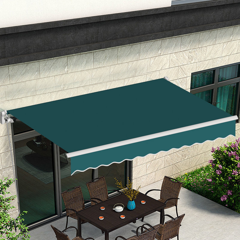 BESUNYST 63.6'' Fabric Cover Retractable Patio Awning, 63.6" H x 98.4" W x 78" D, Green