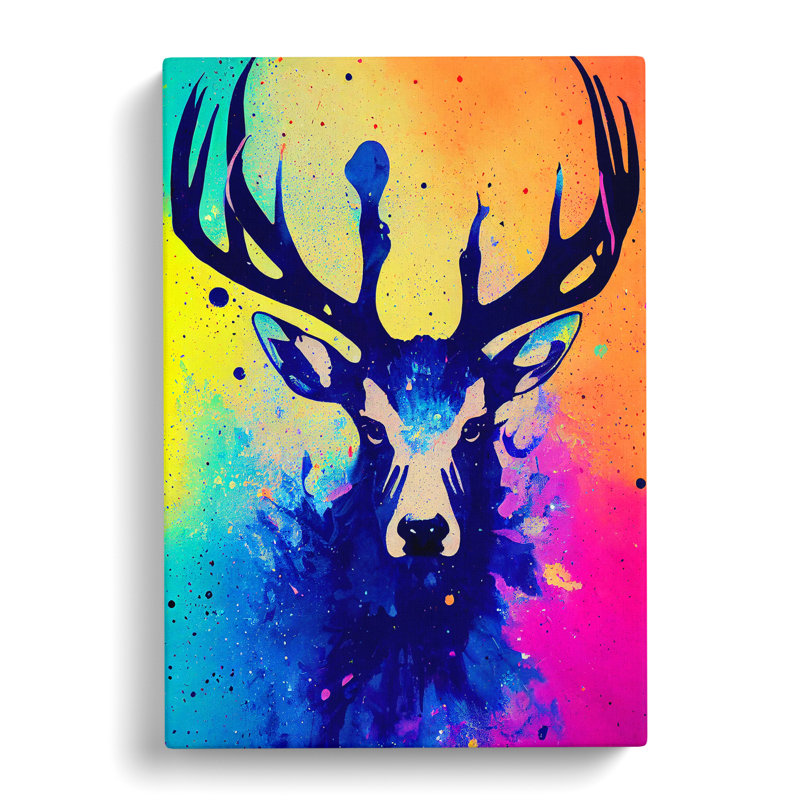 XC1022-1634X Colourful Stag Art No.1 Abstract - Wrapped Canvas Print