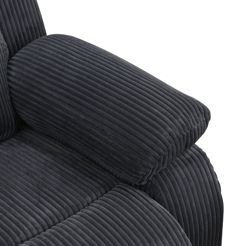 79" Premium Fabric Reclining Living Room Sofa With Drop Down Table And Cup Holders, Dark Gray