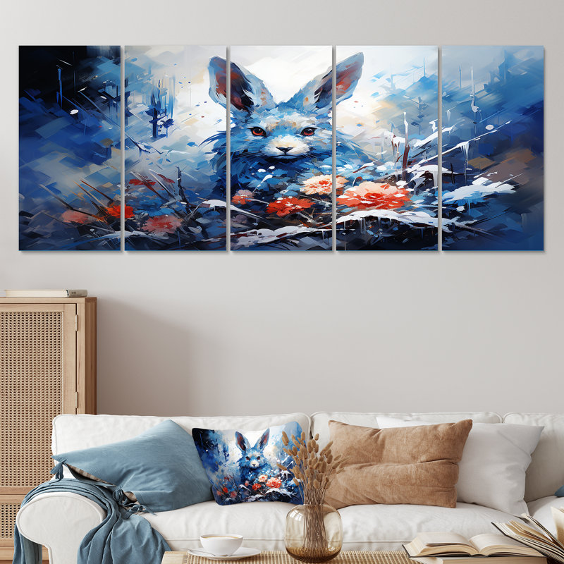 «Blue Rabbit Winter Solitude 5 pièce», 5 pièces, H 28 po x l 60 po