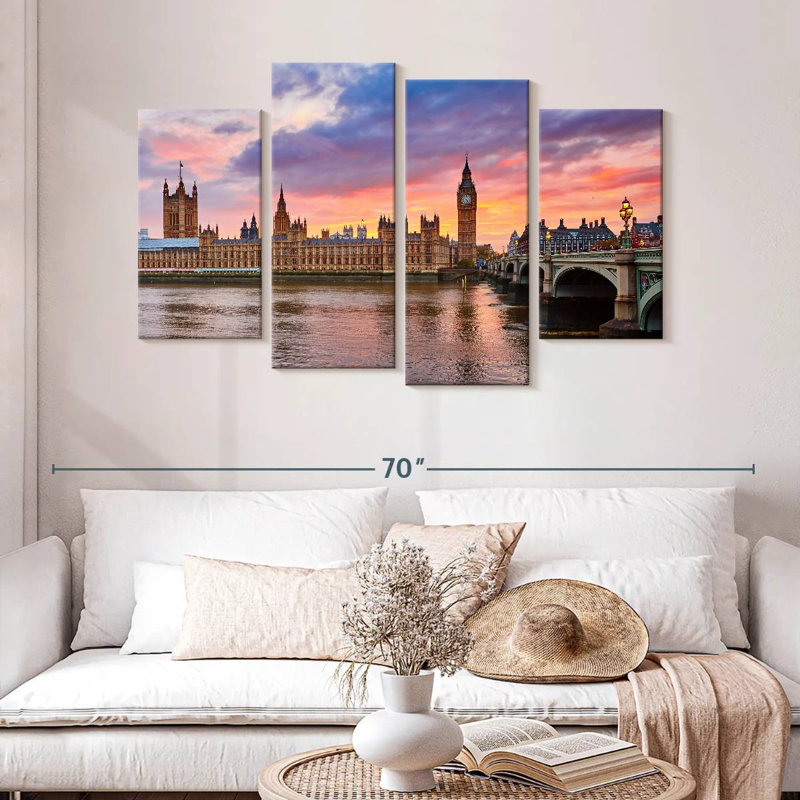 Vue sur la rivière Thames, H 32 po x l 52 po