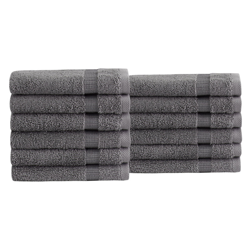 Agathon Turkish Towel,100% Cotton Washcloth, Gray