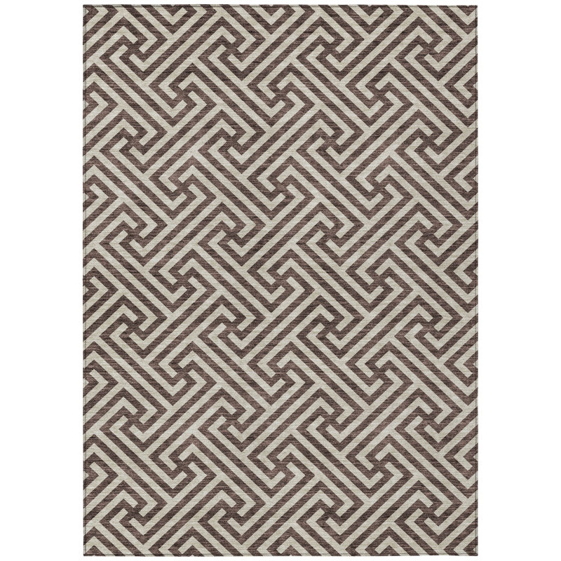 Washable Geometric Indoor / Outdoor Rug, Rectangle 5' x 7'6"