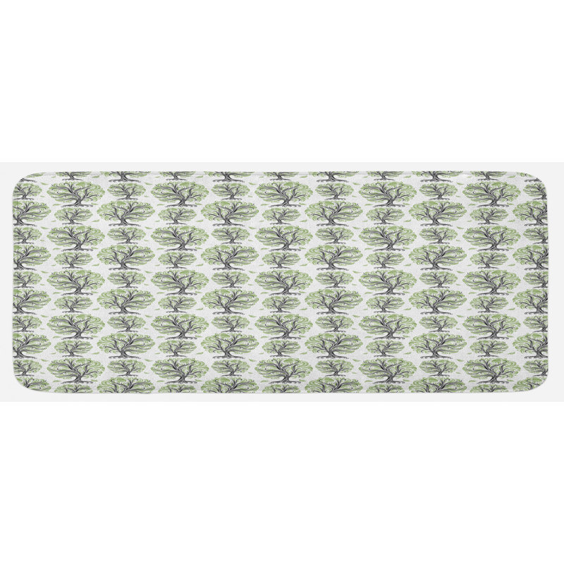 Traditional Floral Synthetic Kitchen Mat