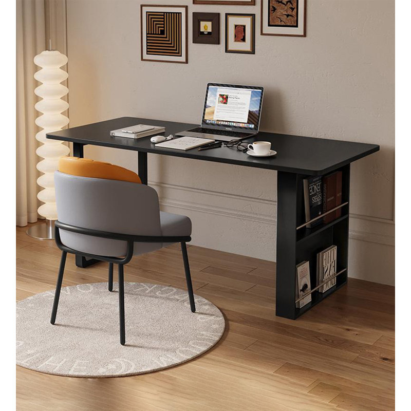 Modern Light Luxury Desk with Sintered Stone Top, 29.53" H x 51.18" W x 23.62" D, Black