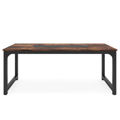 71-Inch Industrial Dining Table for 6-8 People, Rustic Rectangular with Heavy-Duty Metal Frame, Perfect for Modern and Multifunctional Use