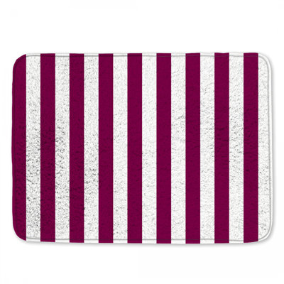 White Purple Stripes Bath Mat