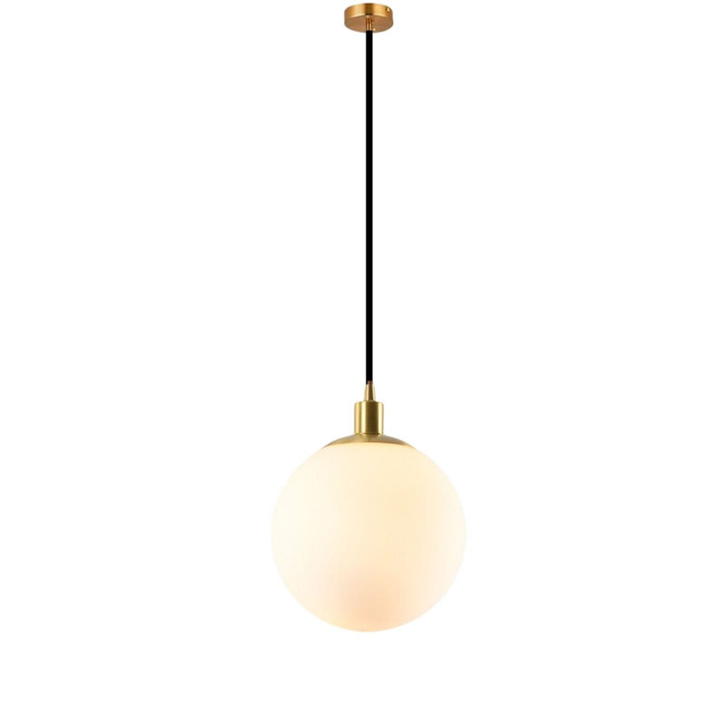 Opal Clouded Glass Globe Pendant Light - Modern Vintage Hanging Lampshade for Kitchen and Dining Room