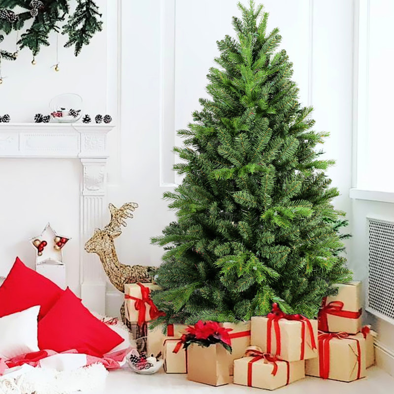 7ft Decoration With 1375 Mixed Pe+ Tips, Fast - Install Hinged Structure, Strong Metal Support, Pine Appearance For Holidays Holiday Tree Branch Quick Setup Design, Heavy Duty Stand, Realistic