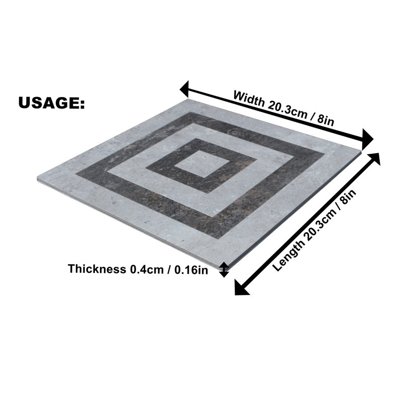 Carreau de mosaïque auto-adhésif en pierre 8 po x 8 po, Mélange gris